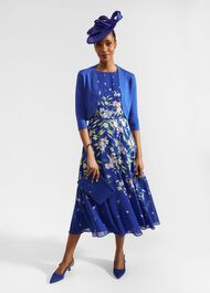 Petite Carly Floral Midi Dress, Blue Multi, hi-res