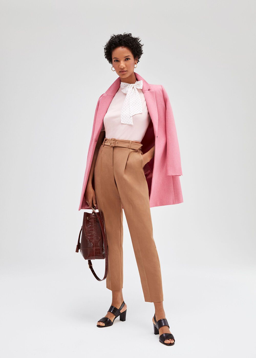 Harrietta Tapered Pants With Wool, Camel, hi-res