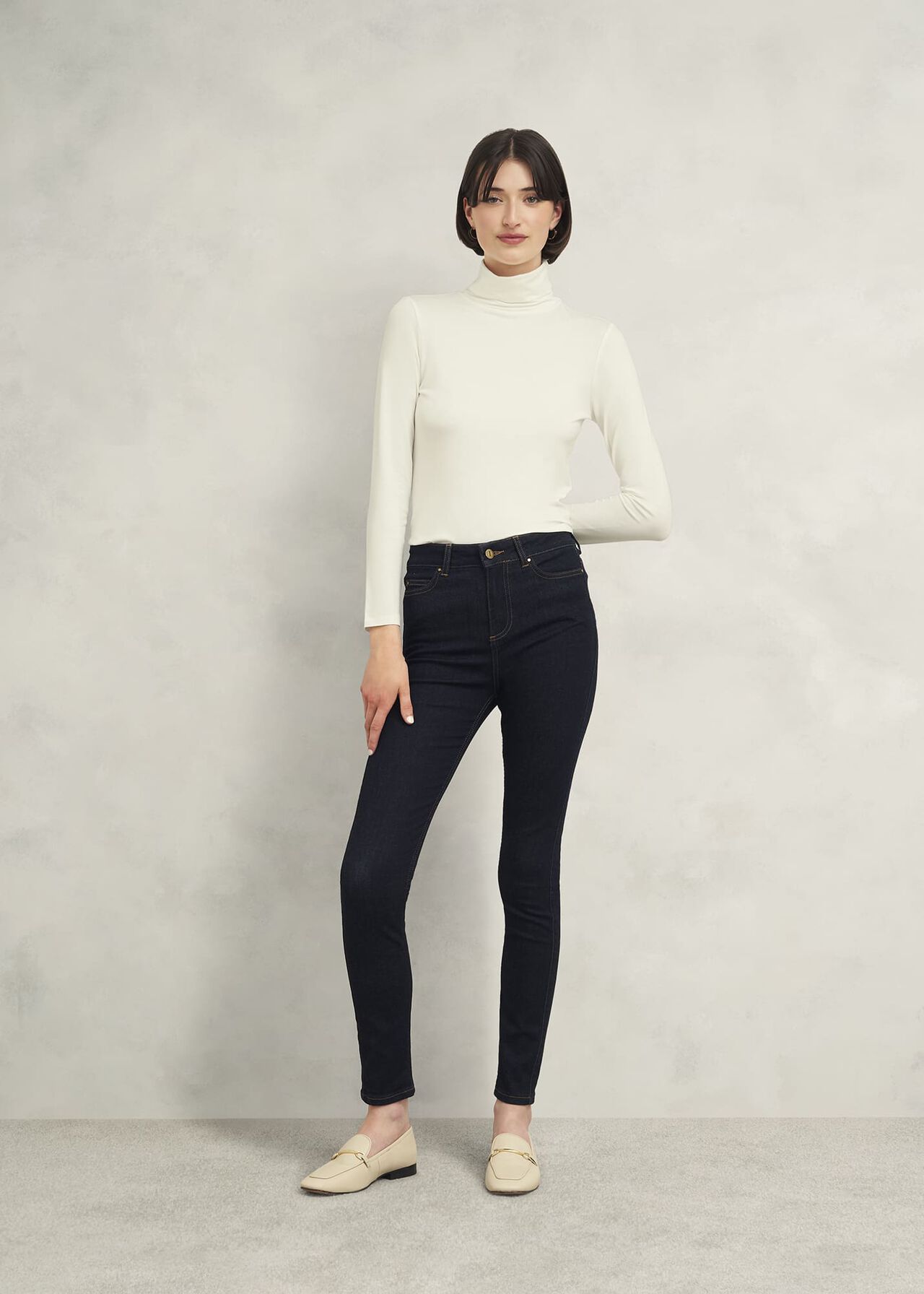 Mischa Roll Neck Top, Hobbs Ivory, hi-res