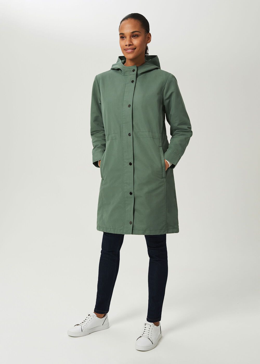 Kathy Water Resistant Parka With Hood, Dark Sage Green, hi-res