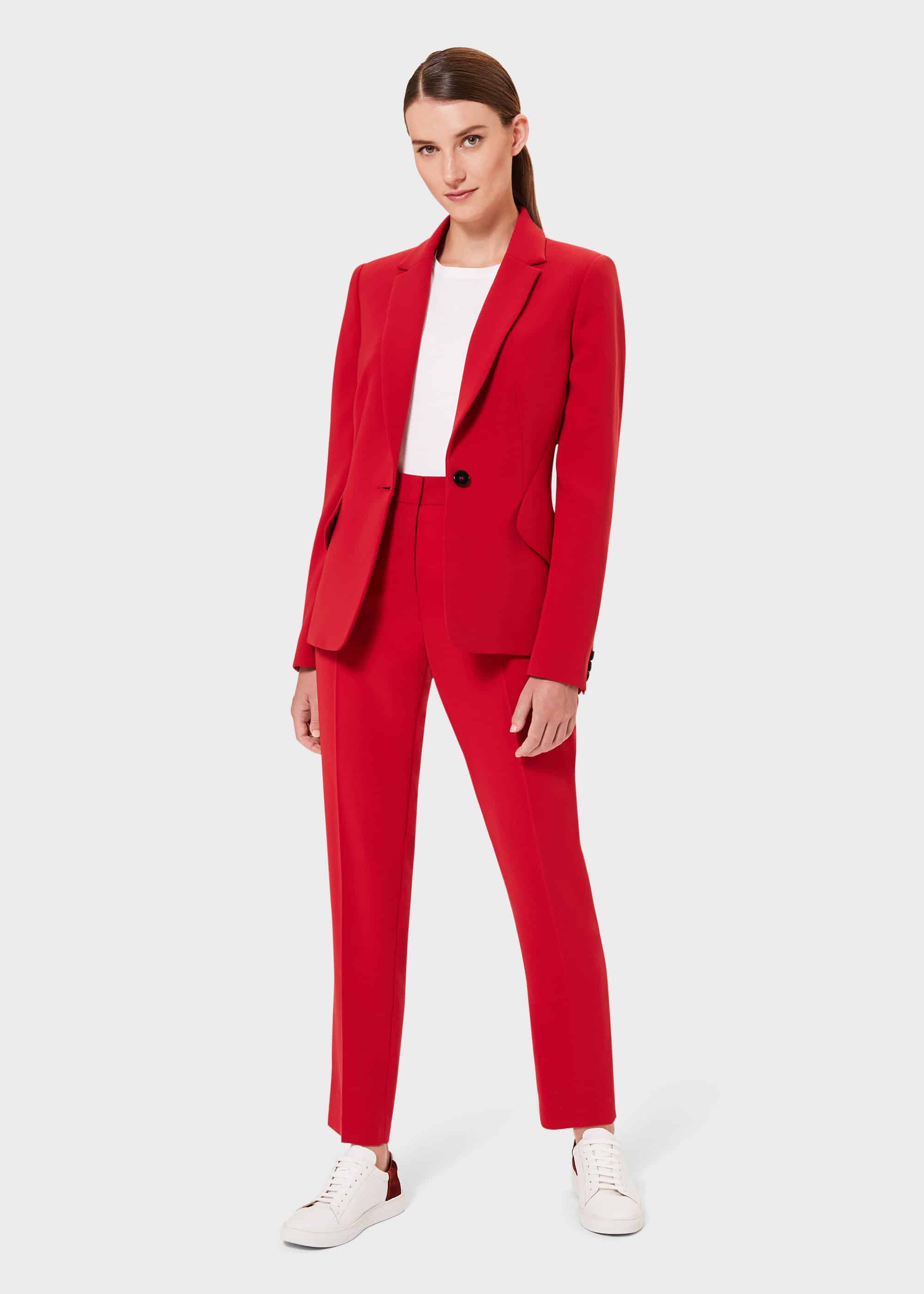 Red Belted Tapered Peg Trousers - Jessika | Red lace bodysuit, Lace  bodysuit, Fashion
