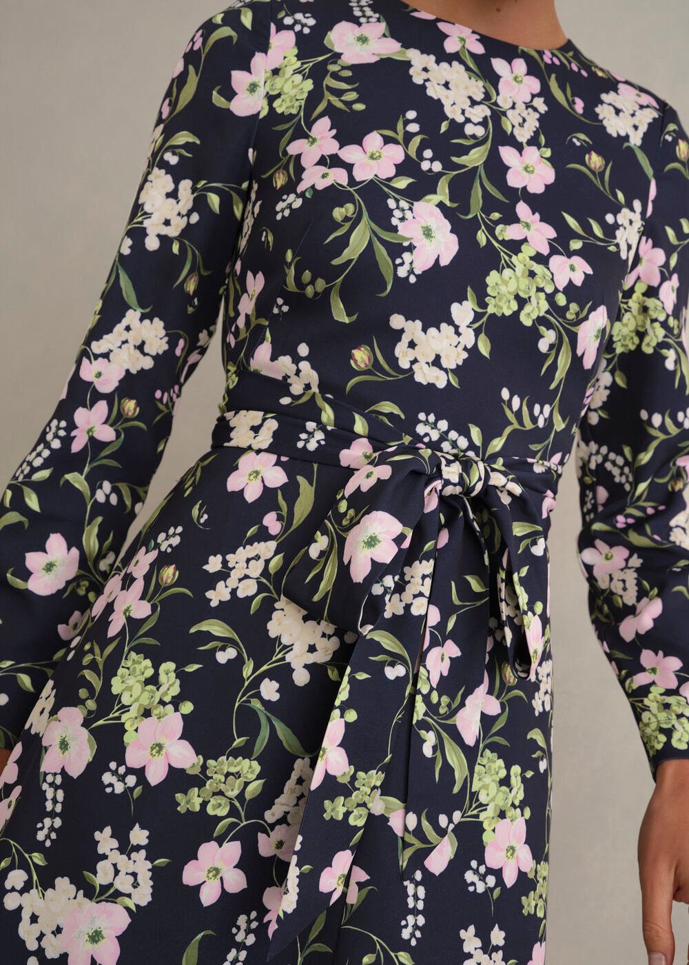 Sabine Floral Tie Dress, Midnight Multi, hi-res