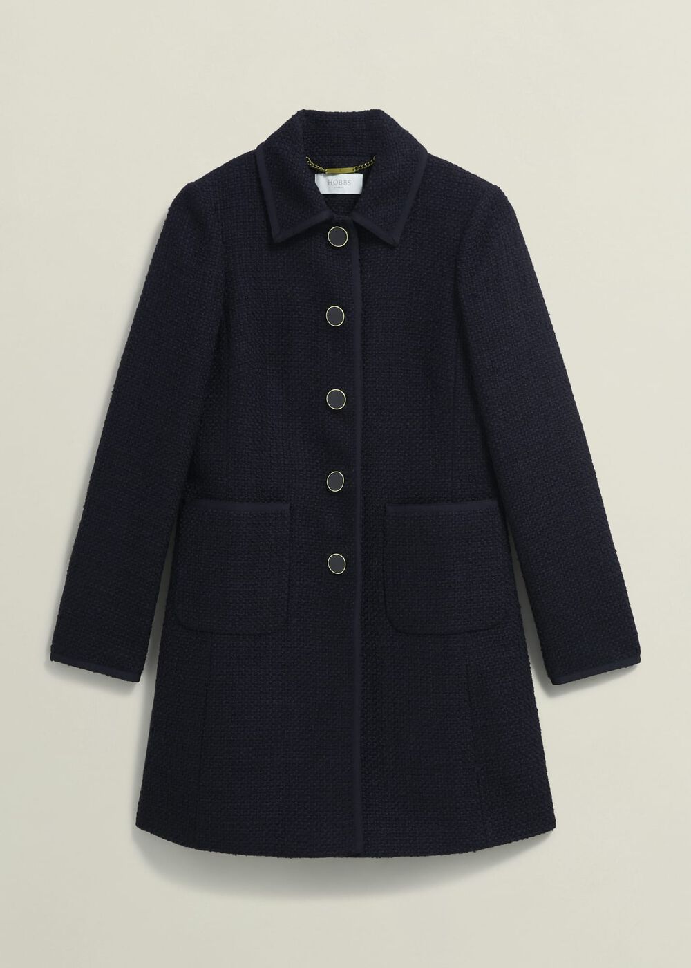 Elaine Tweed Coat, Navy, hi-res