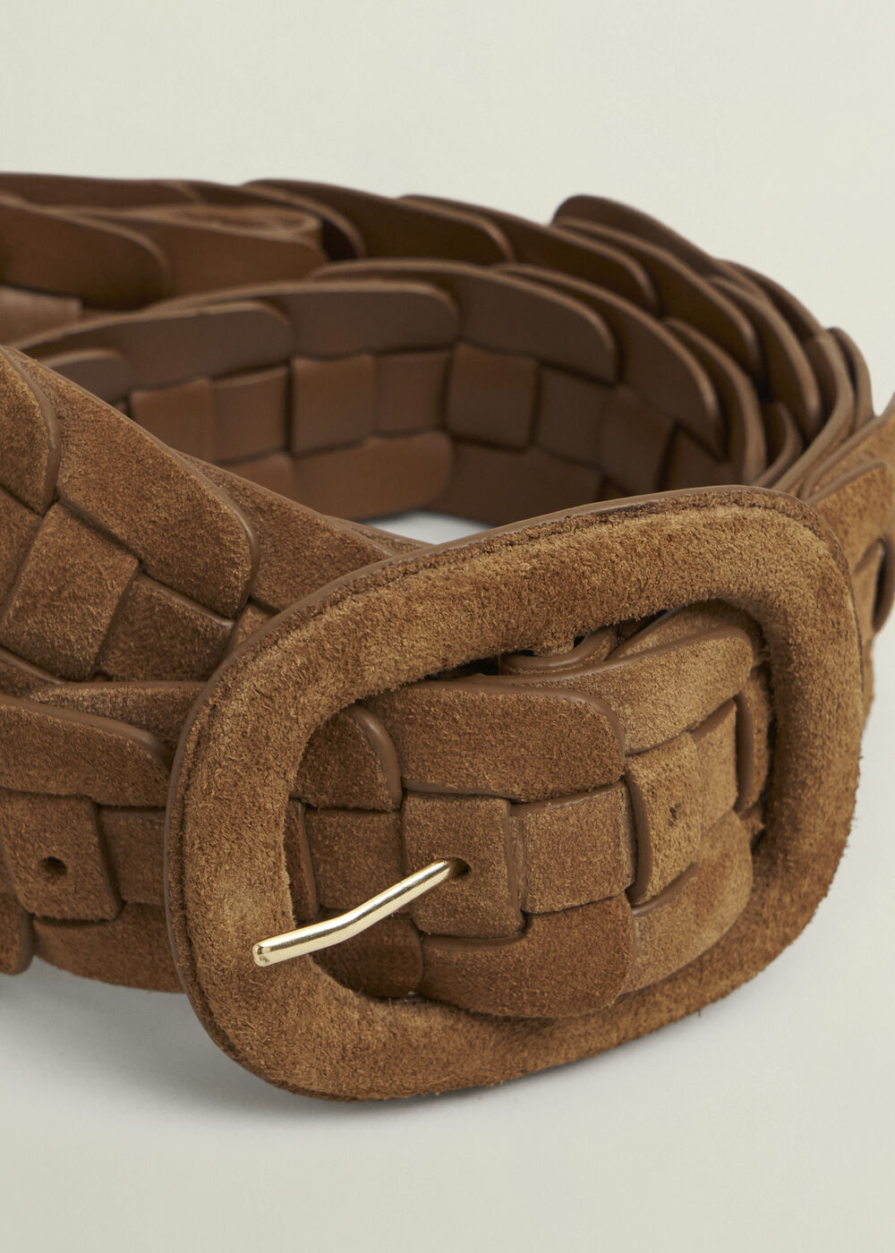 Abbie Suede Woven Belt, Tan, hi-res