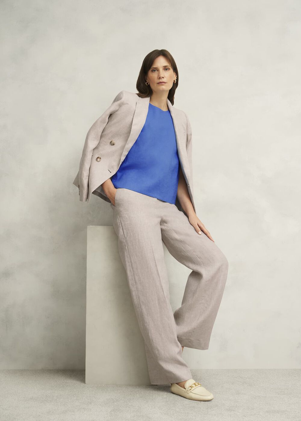 Malindi Linen Top, French Blue, hi-res
