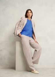Malindi Linen Top, French Blue, hi-res