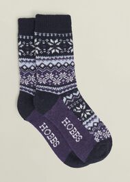 Fairisle Knit Socks, Purple Multi, hi-res