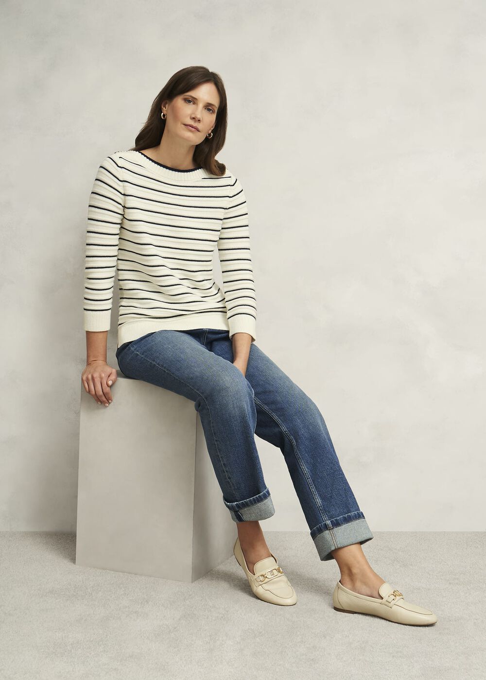 Annalise Sweater, Navy Warm Ivory, hi-res