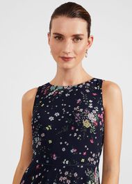 Petite Carly Floral Fit And Flare Dress, Navy Multi, hi-res