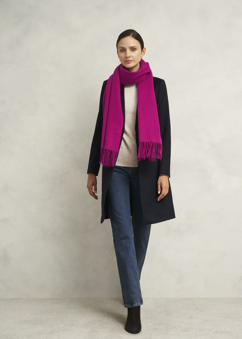 Emery Wool Scarf, Deep Rose Pink, hi-res