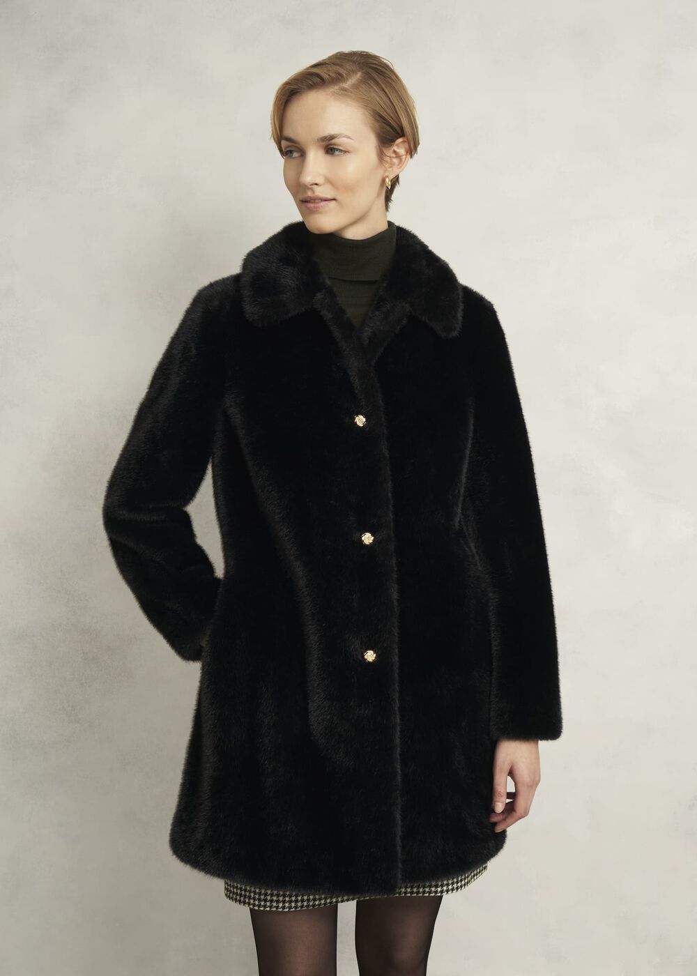 Rue Faux Fur Coat, Black, hi-res
