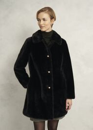 Rue Faux Fur Coat, Black, hi-res