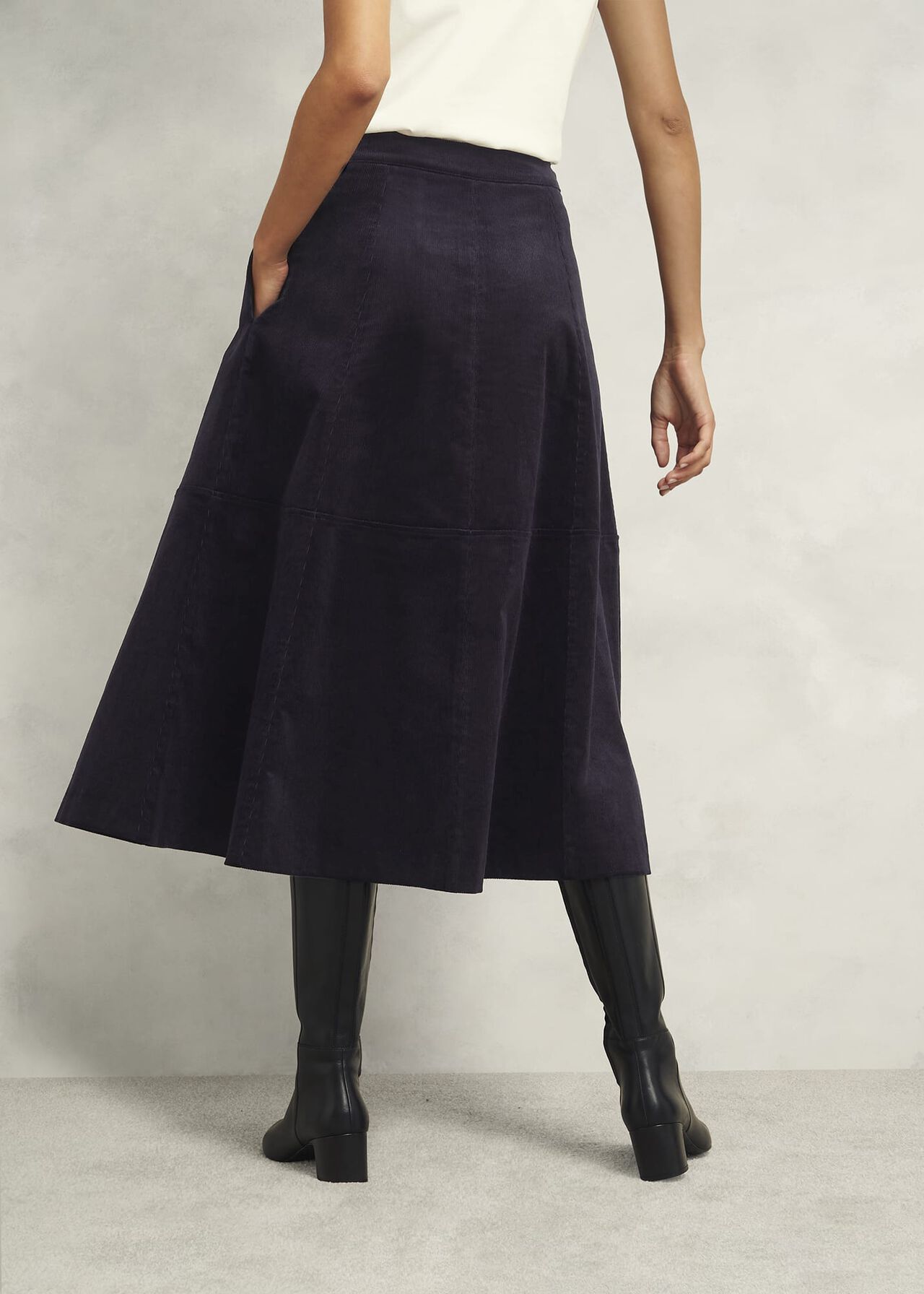 Clifton Cord Skirt, Navy, hi-res