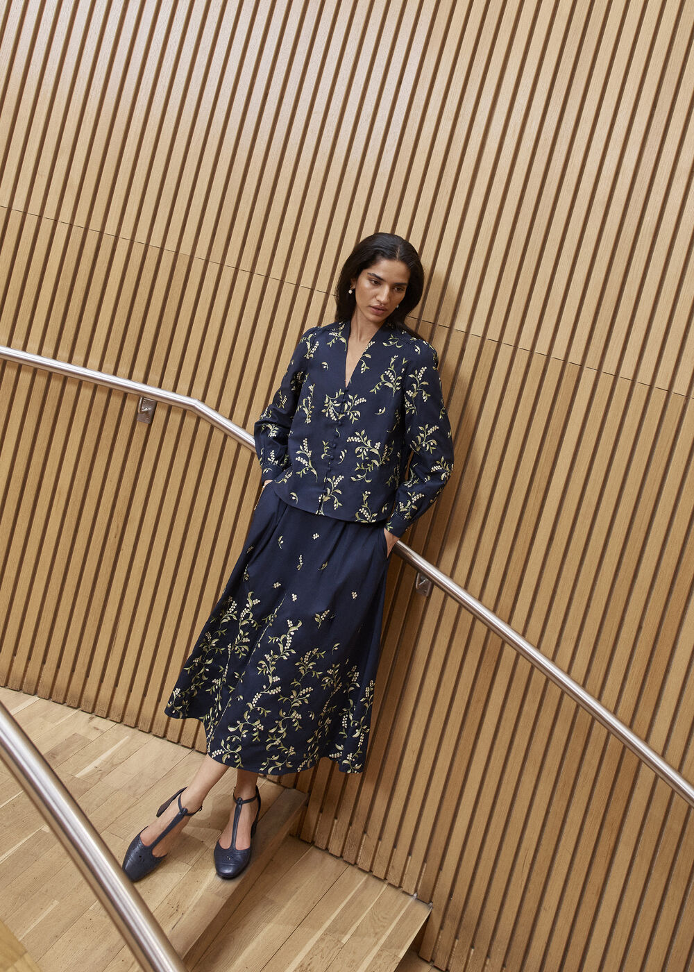 Annie Floral Embroidered Skirt, Midnight Multi, hi-res