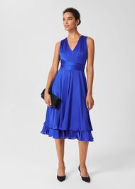 Viola V Neck Dress, Cobalt, hi-res