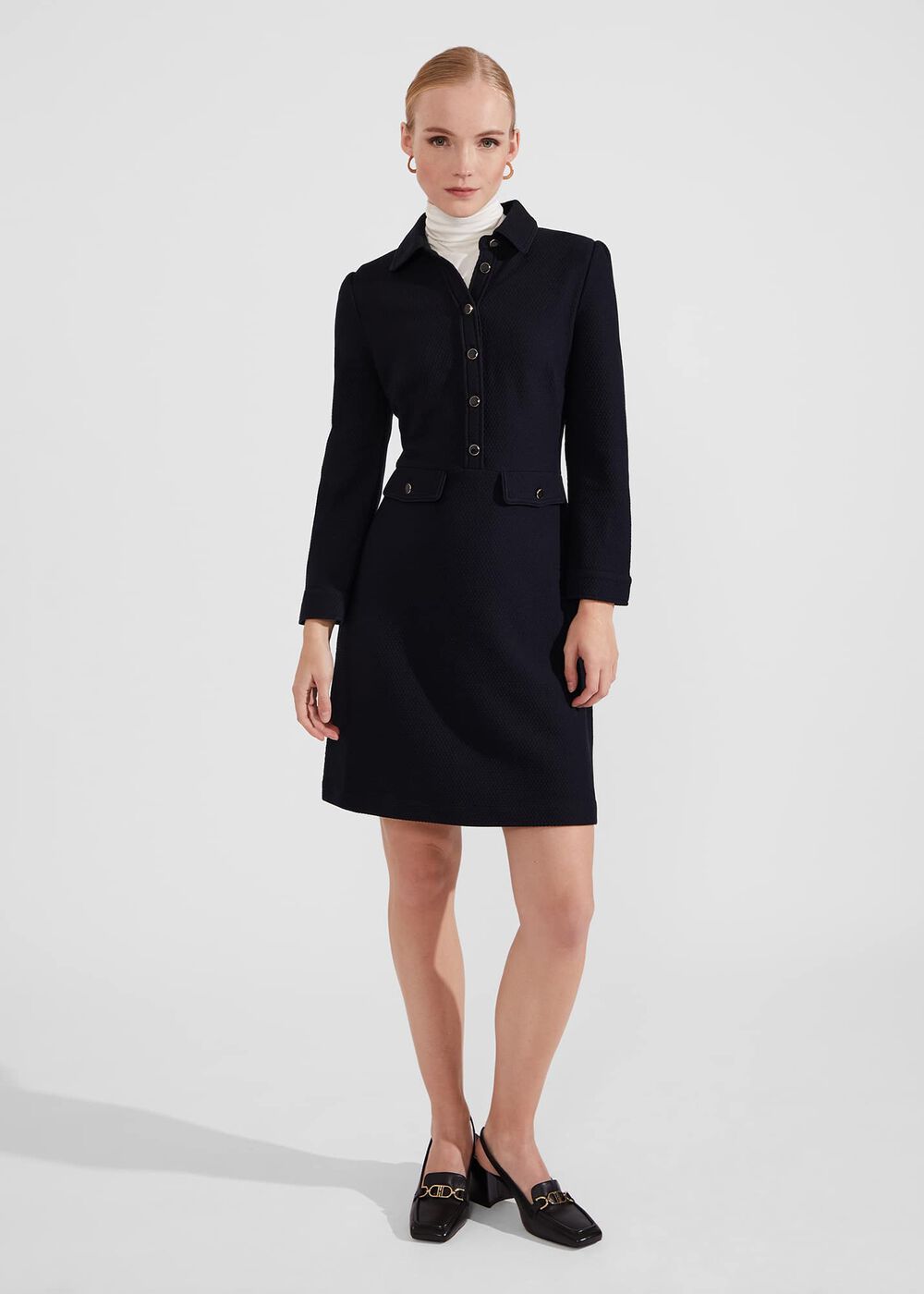 Adelia Ponte Dress, Navy, hi-res