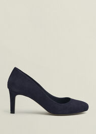 Lizzie Suede Court Shoes, Midnight Navy, hi-res