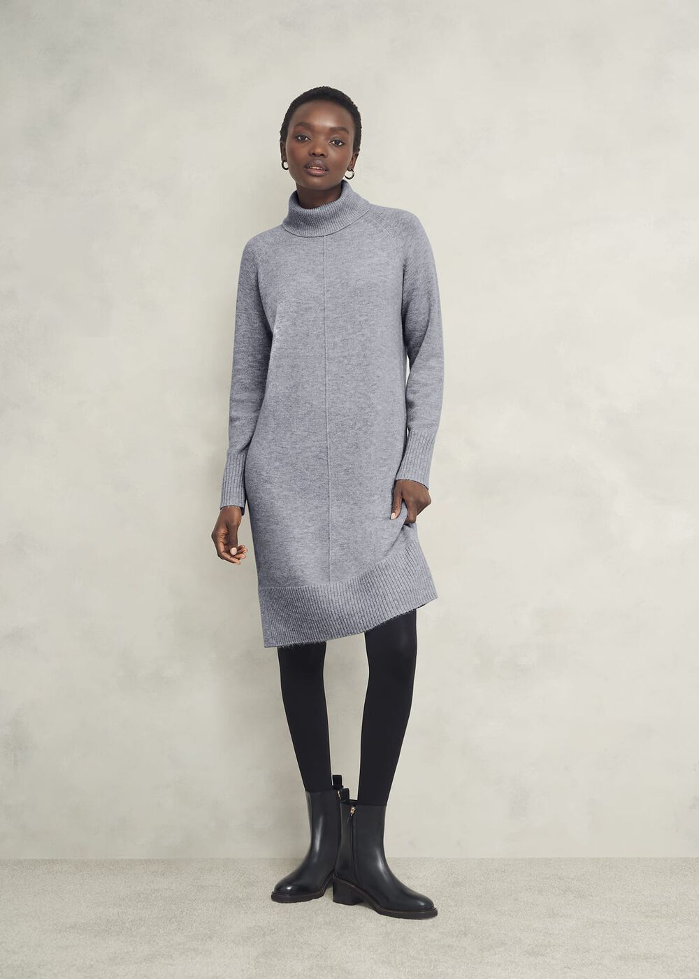 Nessa Knitted Dress With Alpaca, Mid Grey Marl, hi-res