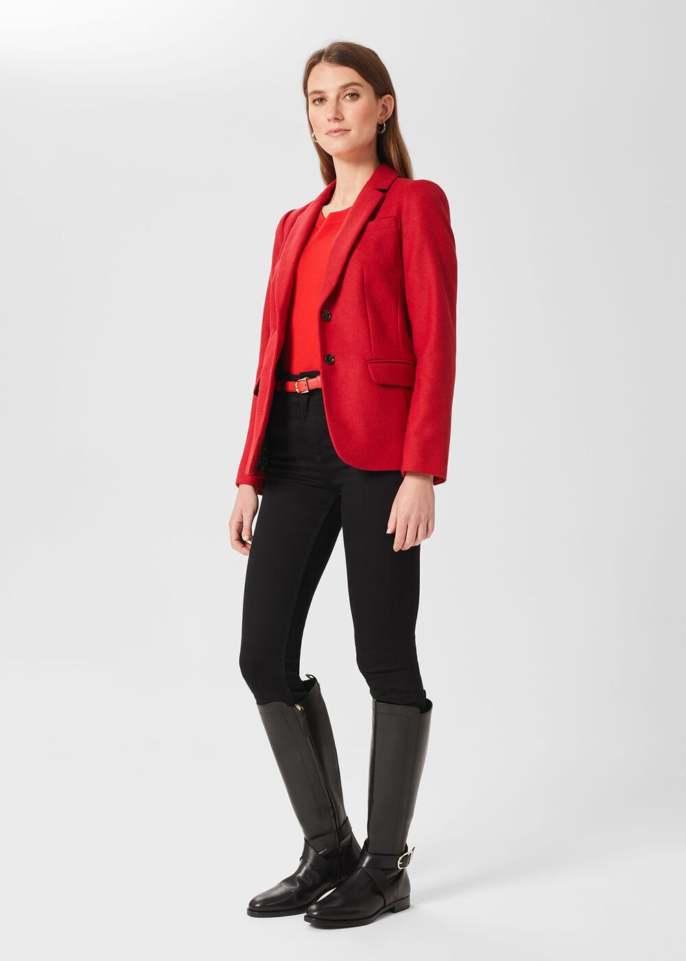 Lisette Leather Knee Boot, Black, hi-res