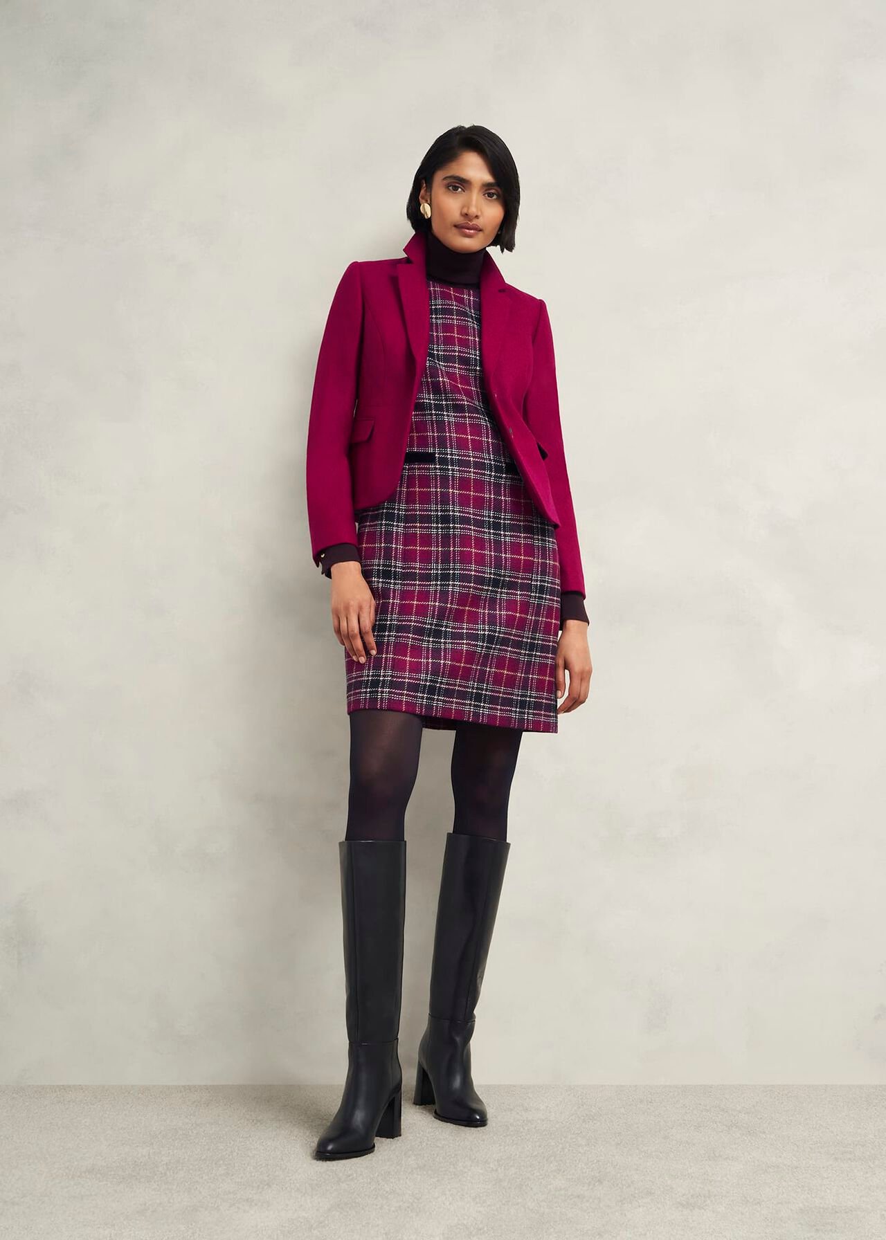Petite Margot Wool Dress, Pink Multi, hi-res