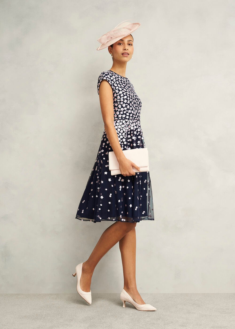 Petite Betty Embroidered Dress, Midnight Pink, hi-res