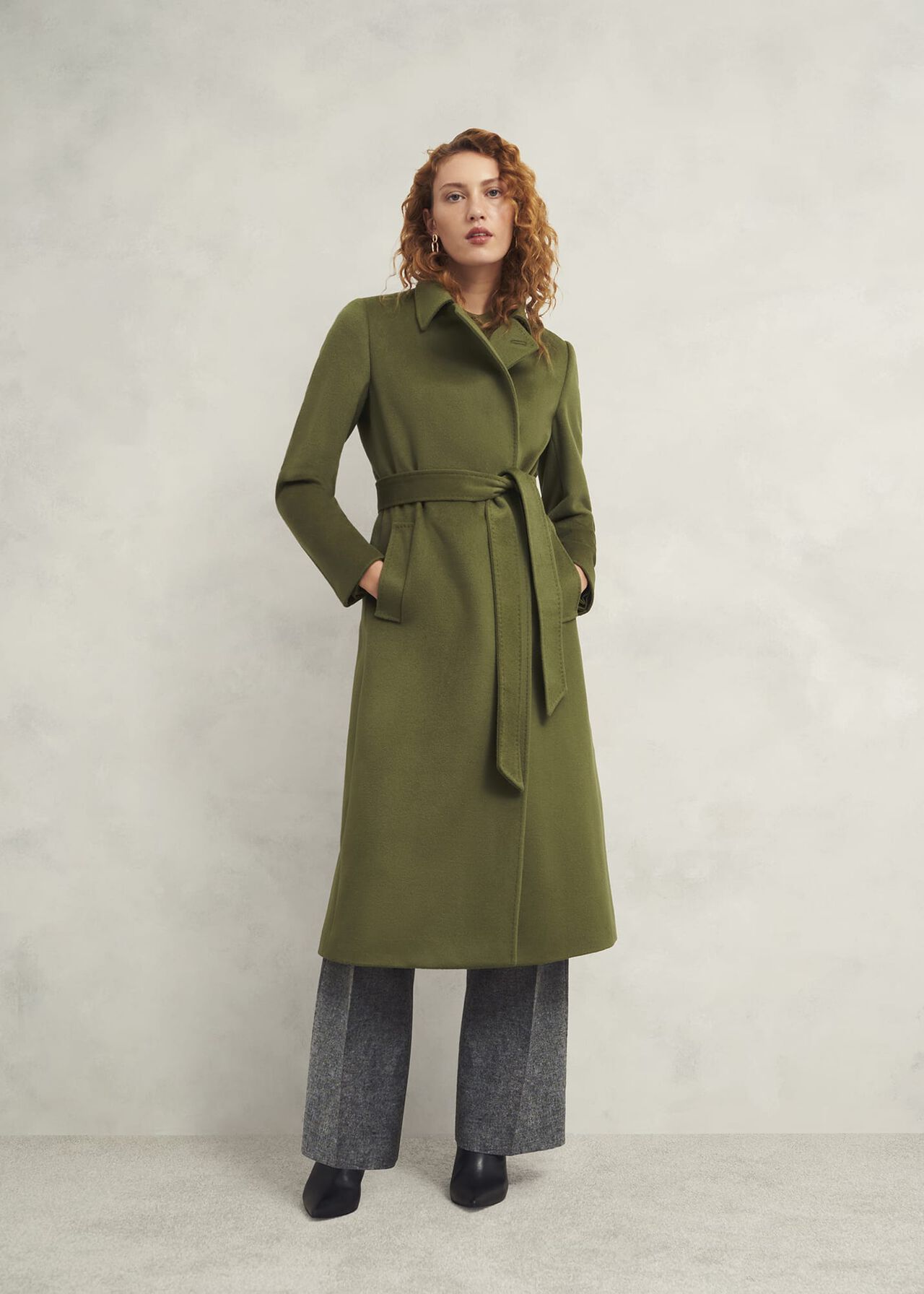Livia Wool Coat, Kelp Green, hi-res