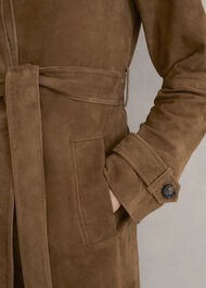 Oakley Suede Trench Coat, Tan, hi-res