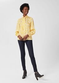 Beatrice Tie Neck Blouse, Ivory Yellow, hi-res