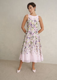 Petite Carly Floral Dress, Pale Pink Multi, hi-res