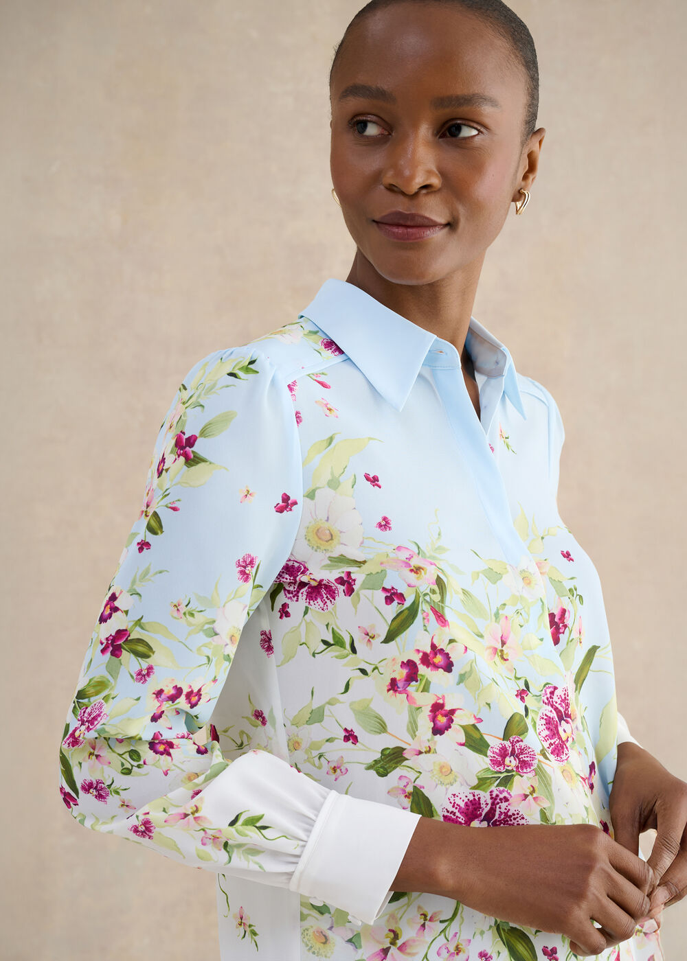 Sabina Floral Shirt, Pale Blue Multi, hi-res