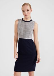 Laurie Dress With Cotton, Navy Ivory, hi-res