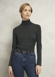 Frederica Pearl Embelished Belt, Black, hi-res