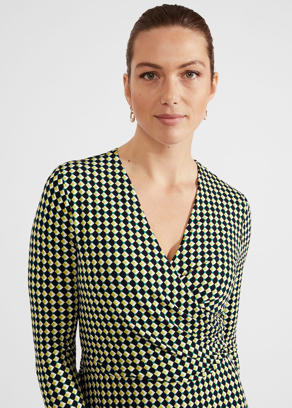 Petite Dina Wrap Dress, Navy Multi, hi-res