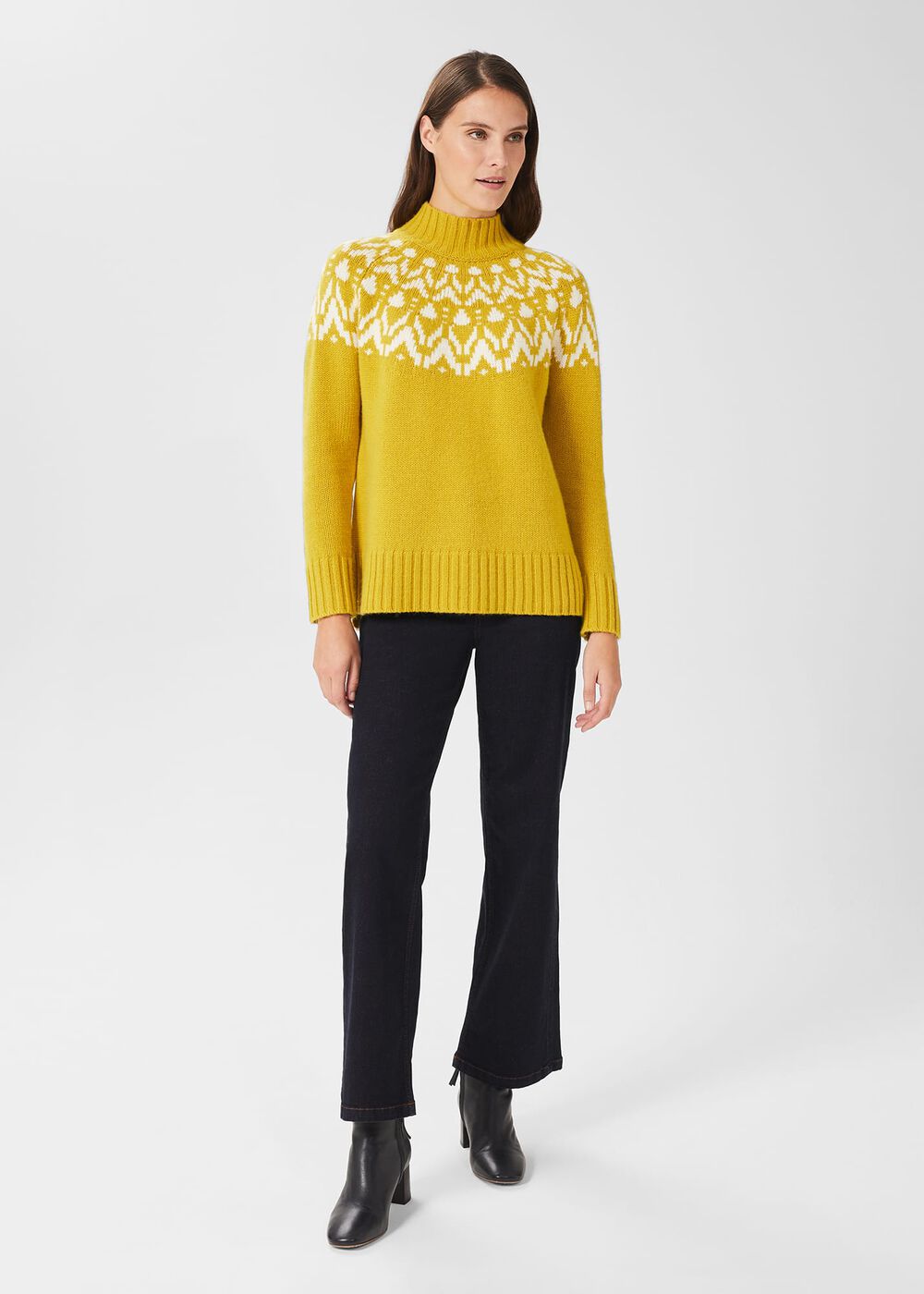 Meredith Fairisle Jumper with Alpaca, Lemon Yellow, hi-res