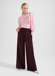 Hilary Wide Leg Pants, Mahogany Red, hi-res