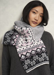 Deanna Fairisle Scarf With Wool , Grey Multi, hi-res