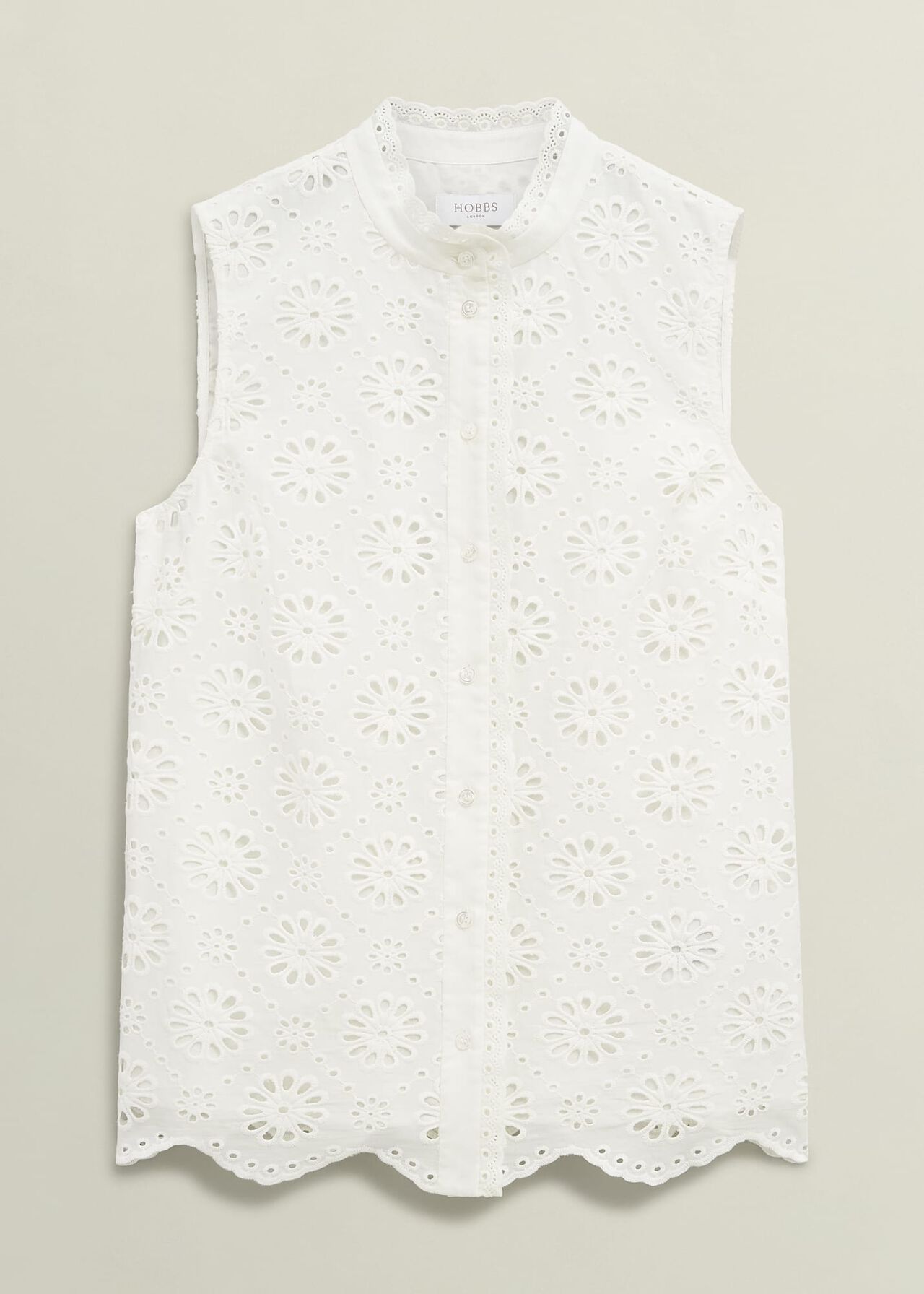 Cassie Broderie Top, White, hi-res