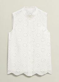 Cassie Broderie Top, White, hi-res