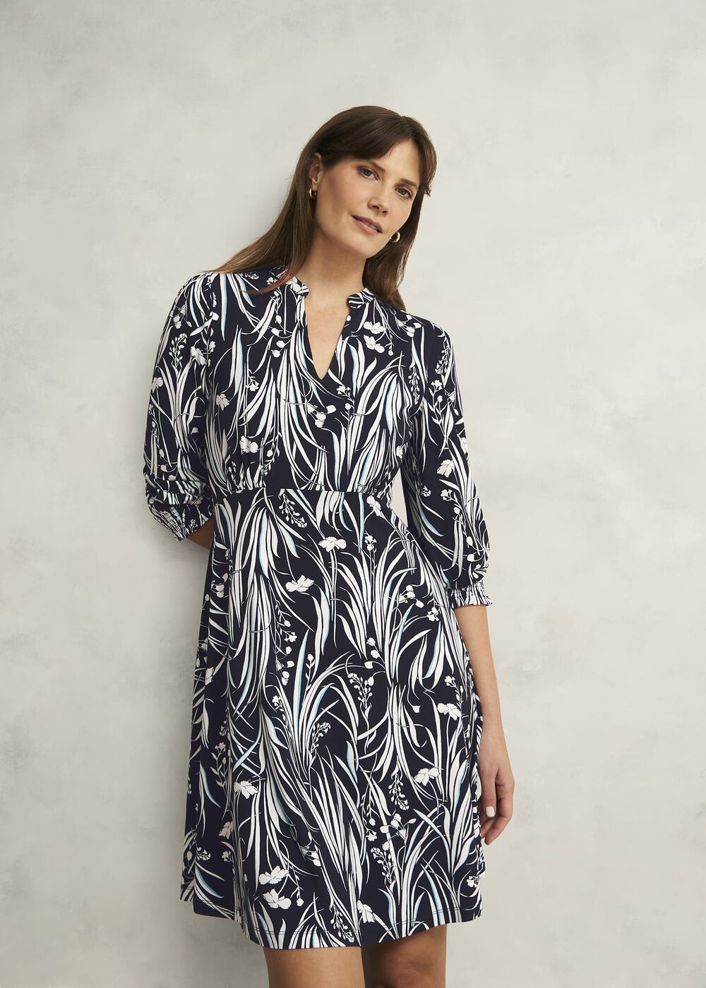 Petite Mollie Jersey Dress, Navy Ivory, hi-res