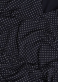 Hannah Printed Polka Dot V Neck Top, Navy Ivory, hi-res