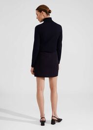 Hana Cotton Blend Skirt, Navy, hi-res