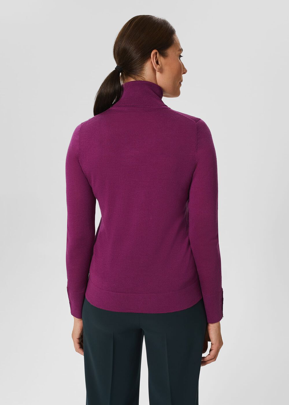 Lara Merino Wool Roll Neck Sweater, Deep Plum, hi-res