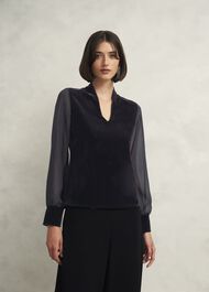 Aimee Velvet Top, Black, hi-res