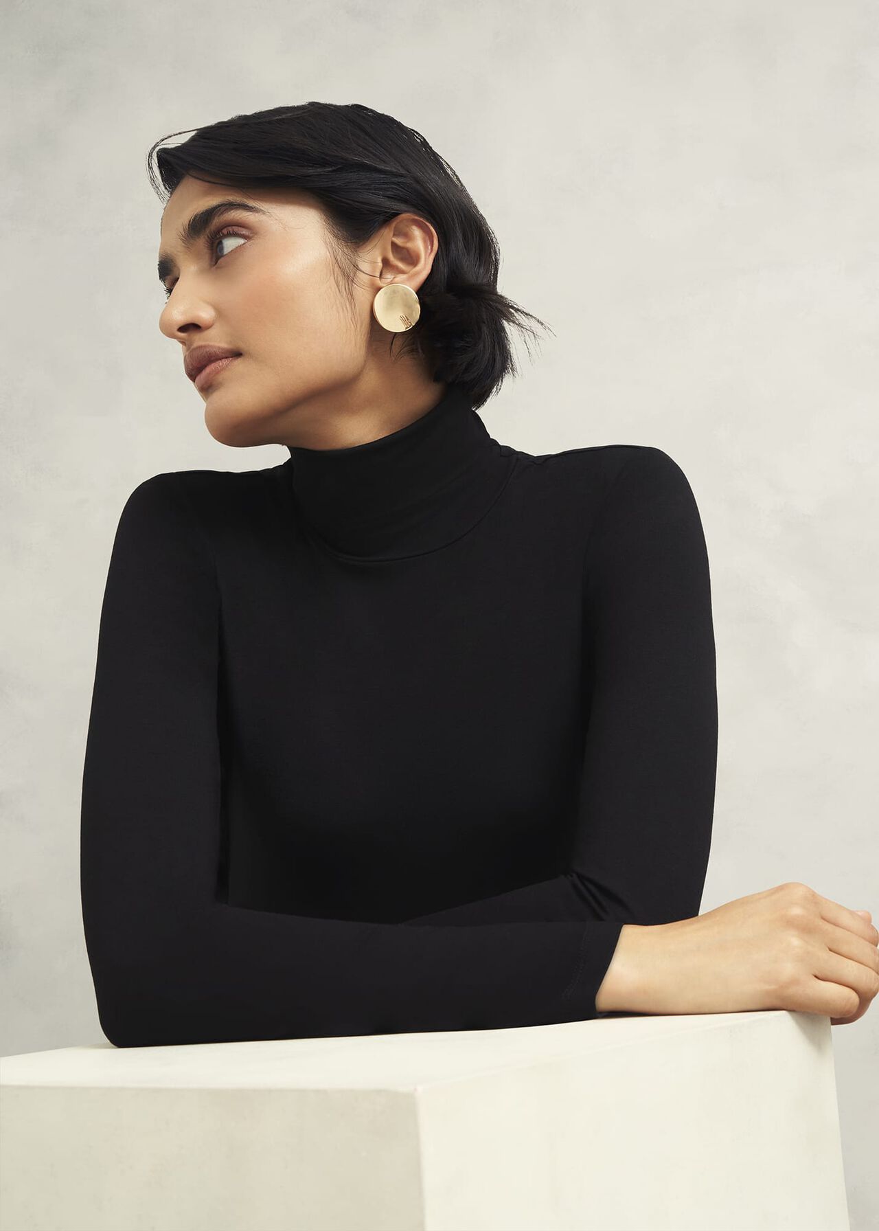 Mischa Roll Neck Top, Hobbs Black, hi-res