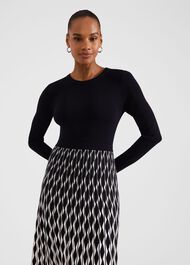 Larna Knitted Dress, Navy Ivory, hi-res