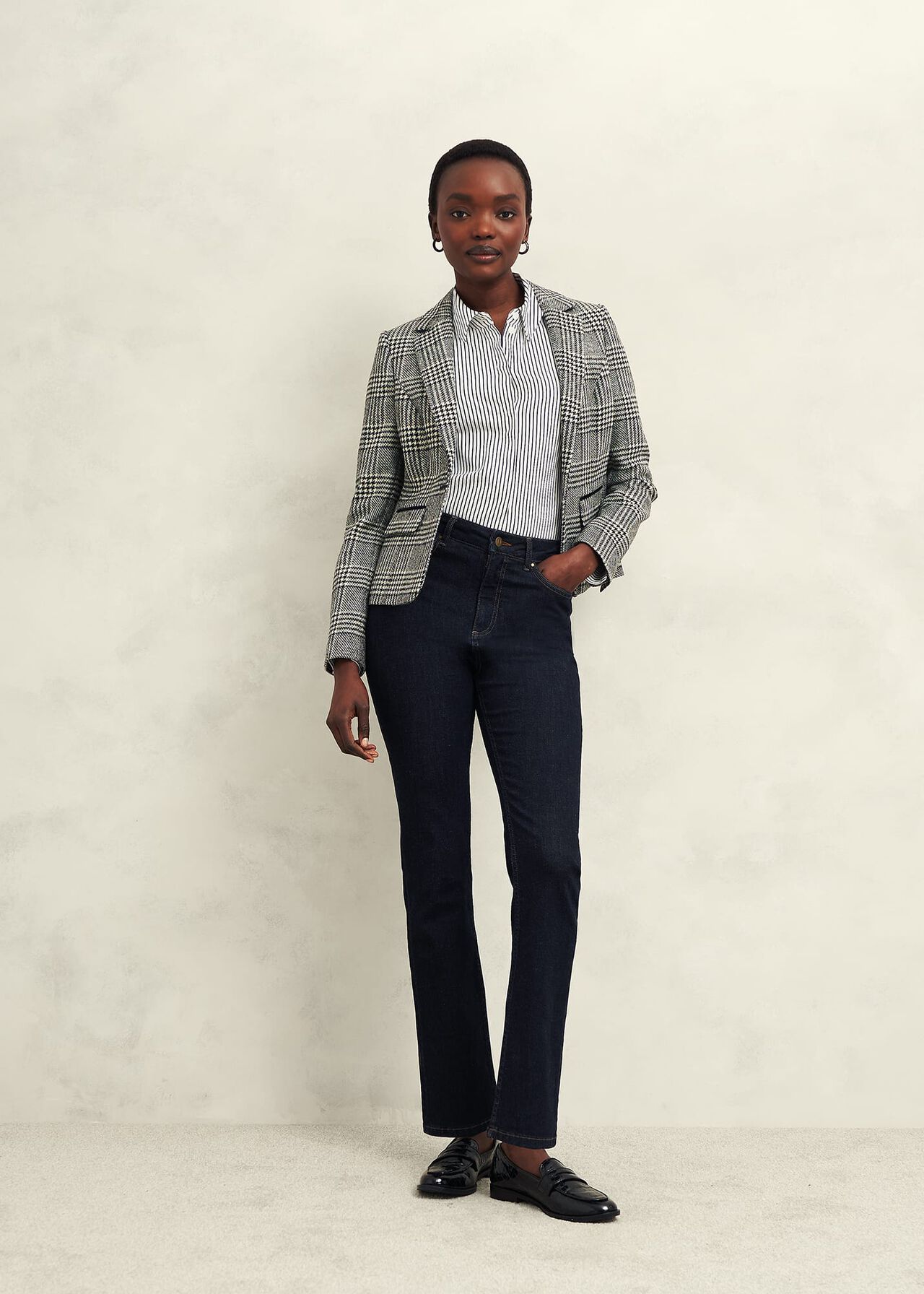 Brea Wool Jacket, Black White, hi-res