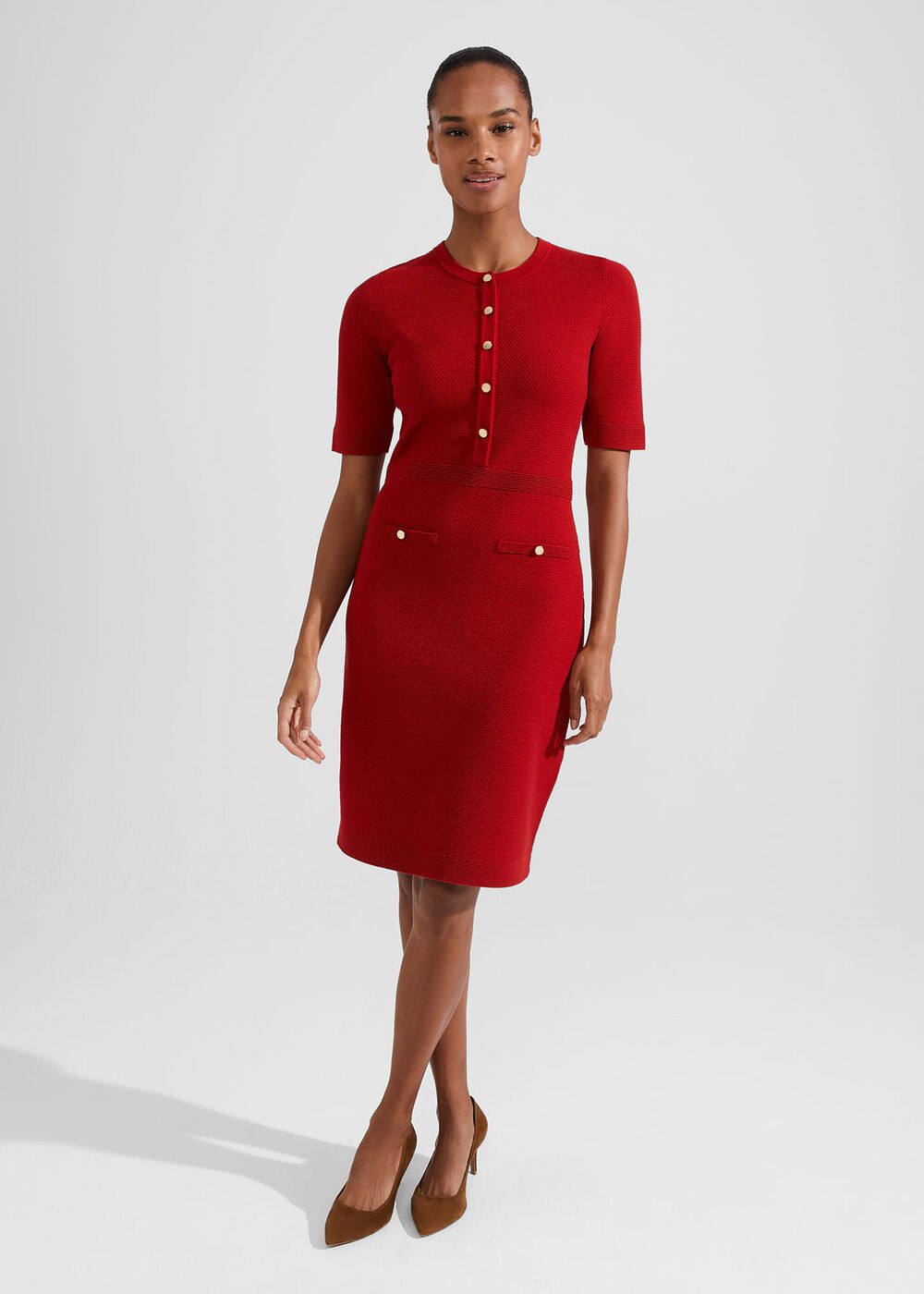 Noa Knitted Dress, Firebrick Red, hi-res
