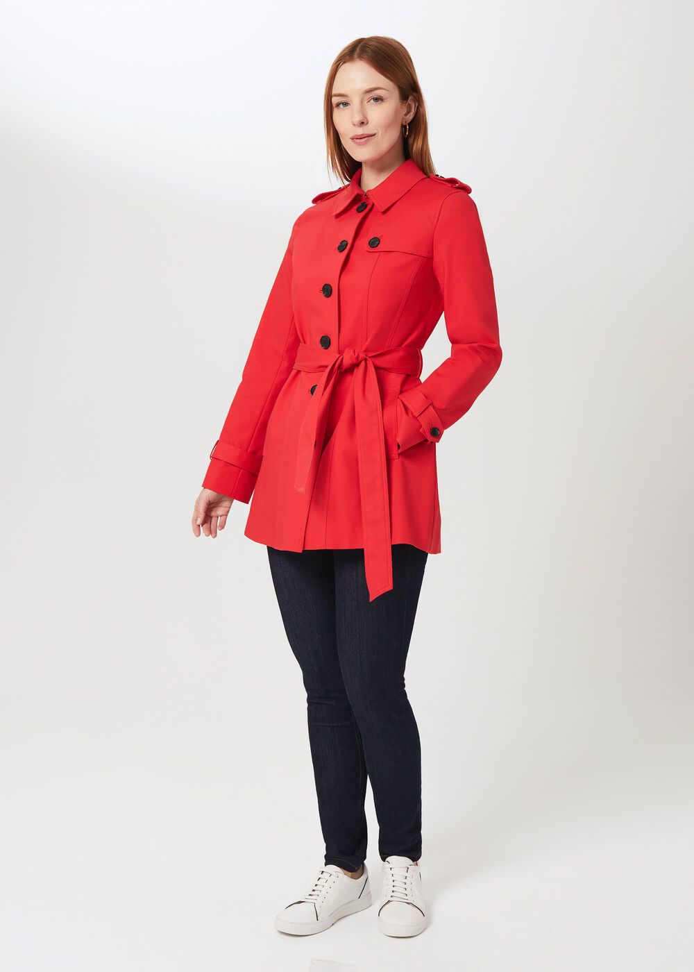 Ella Water Resistant Trench Coat, Red, hi-res