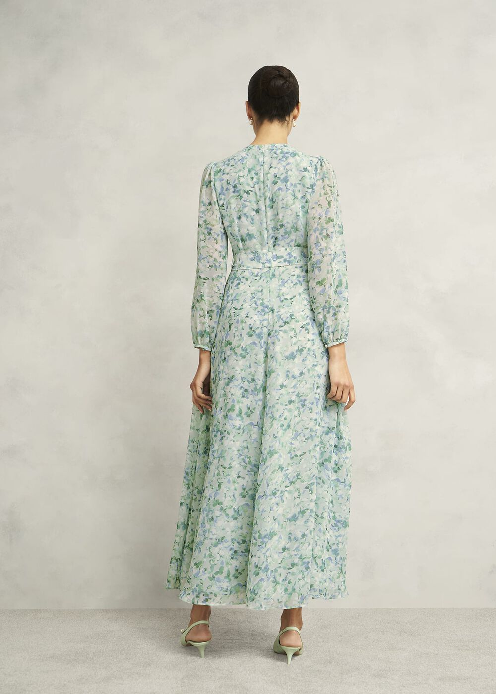 Thea Tie Belted Dress, Sage Green, hi-res