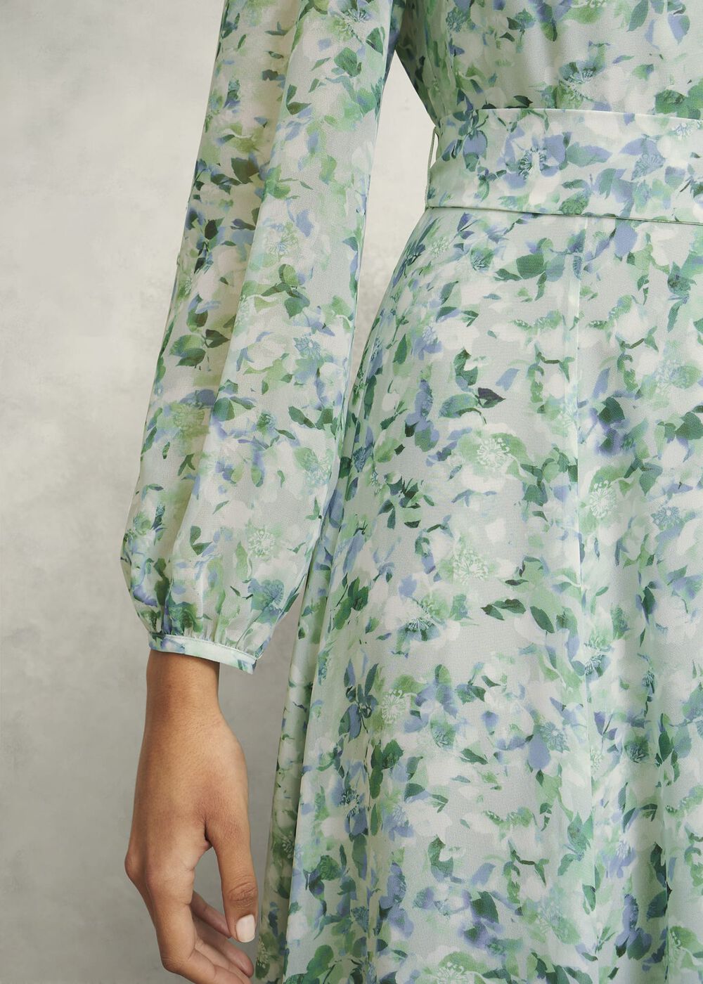 Petite Thea Tie Belted Dress, Sage Green, hi-res